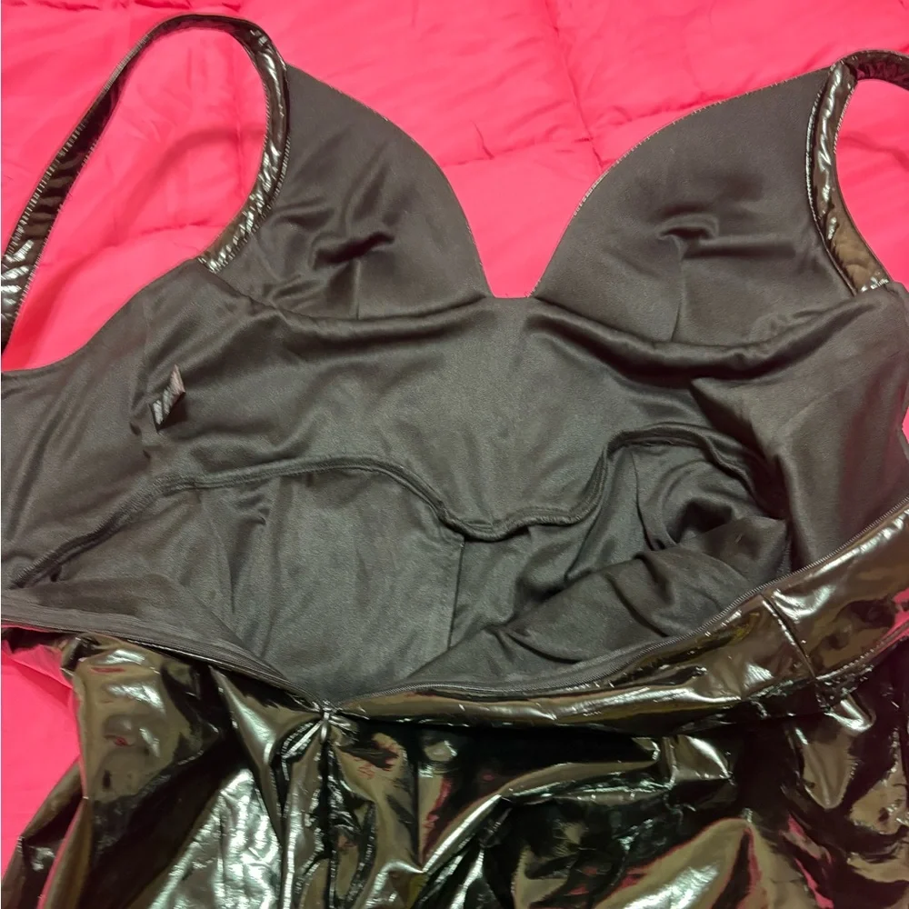 Fashion Nova Black Strapless Faux Leather Corset Dress - Picture 4 of 10